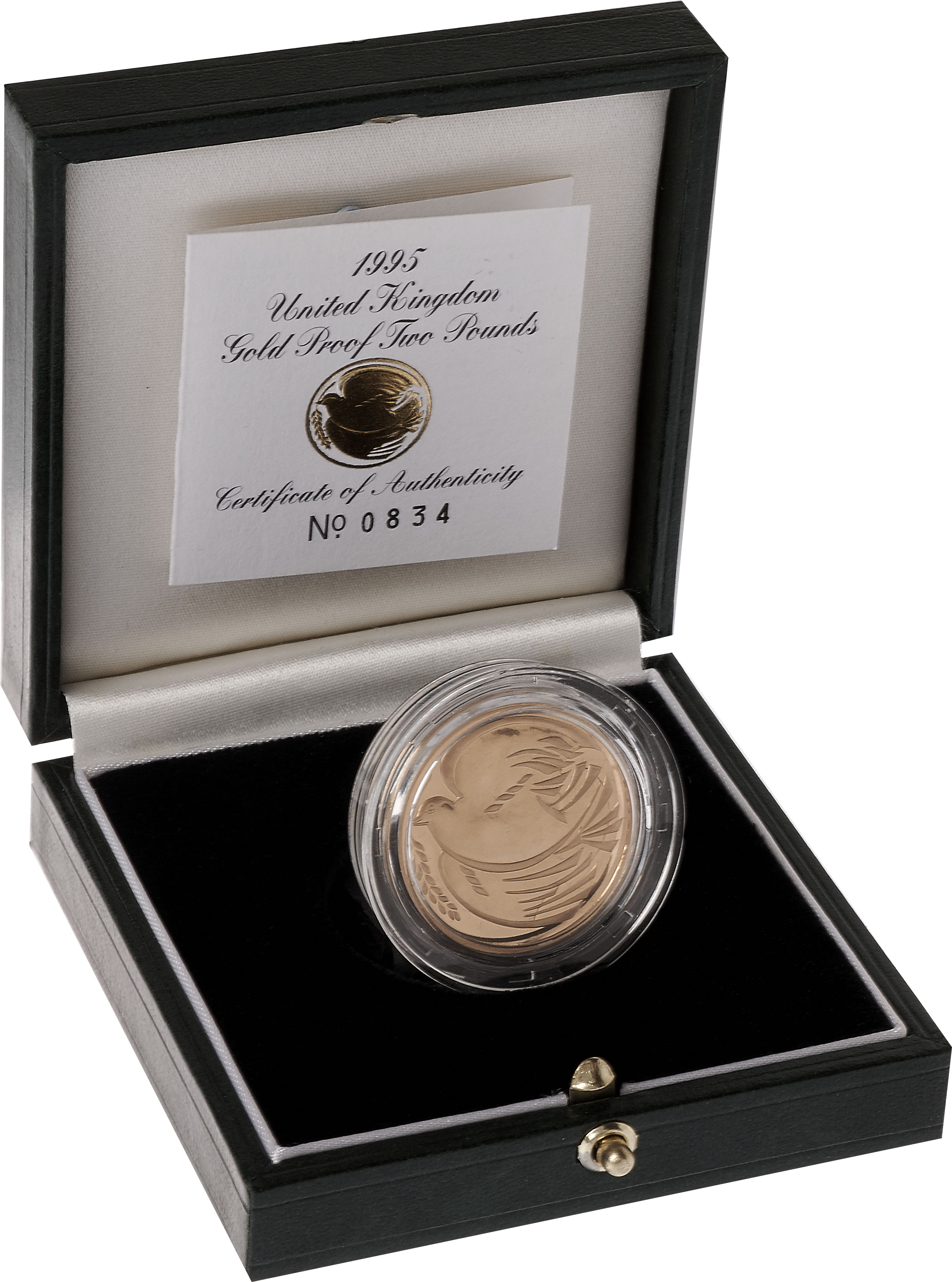 1995 Two Pound Proof Gold Coin Peace Dove WWII 709 1995-two-pound-proof-gold-coin-peace-dove-wwii-709