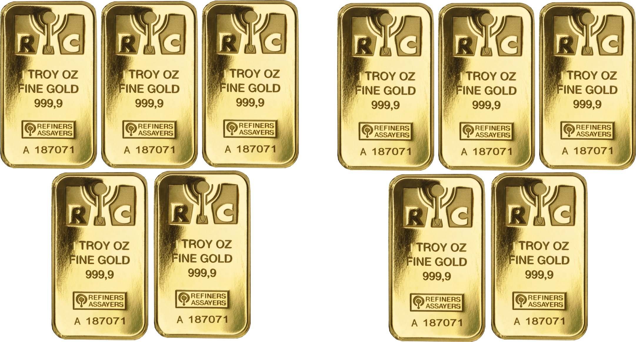 10oz Bundle: 10 x 1oz Gold Bars (Pre Owned)