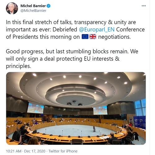 Michel Barnier Tweet