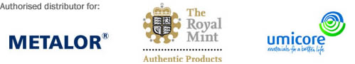 Authorised distributor for Metalor®, The Royal Mint and Umicore