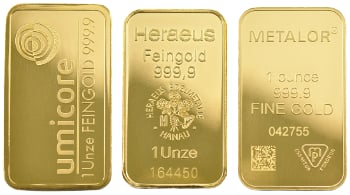 LBMA approved gold bars