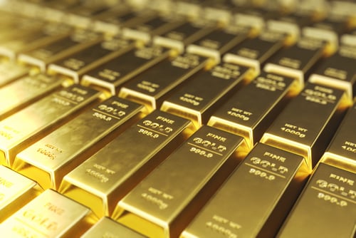 gold bullion bars stacked