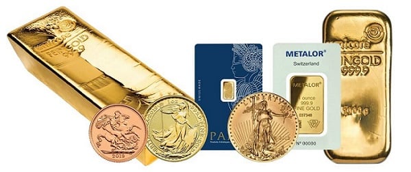 Physical gold bars and coin