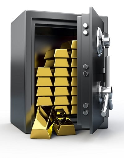Gold stored in a safe