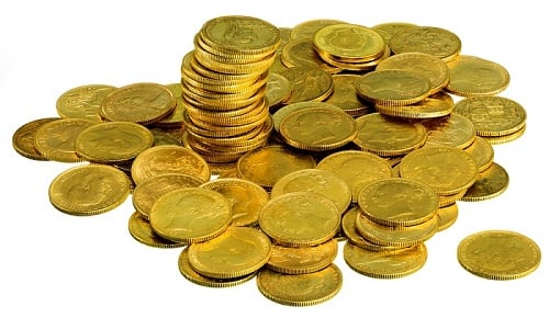 A pile of gold coins