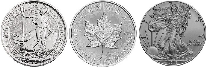 Modern silver bullion coins, not backed by the silver standard.