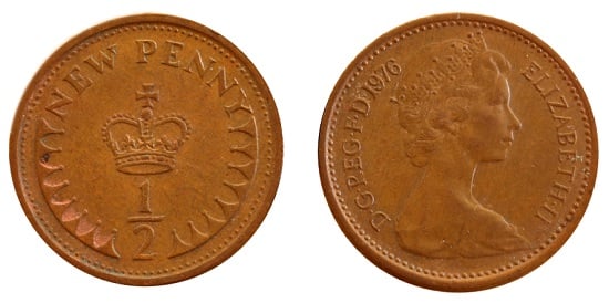 Decimal half penny coin.