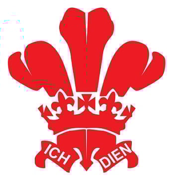 The Prince of Wales' feathers, the heraldic badge of the Prince of Wales with the phrase Ich Dien.