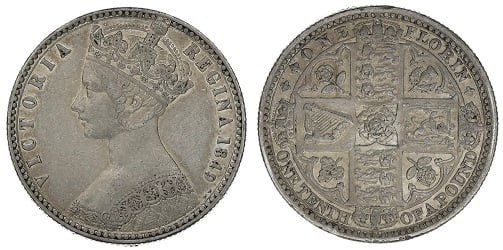 The 1849 two shilling coin, known as the Godless Florin.