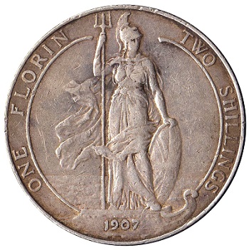 Edward VII two shilling coin.
