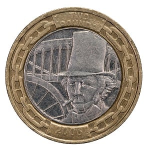The circulating £2 Brunel coin.