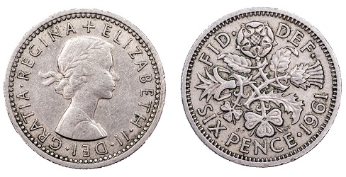 Elizabeth II sixpence.