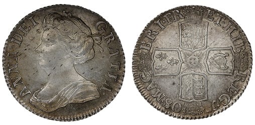 Queen Anne sixpence.