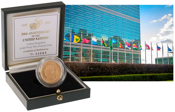 1995 United Nations £2 coin.