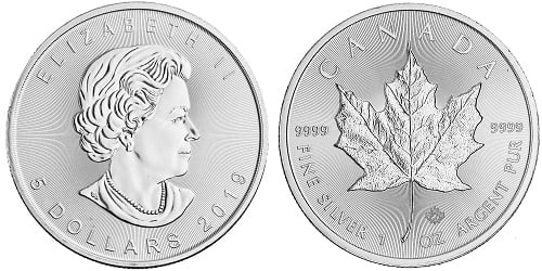 The silver Maple Leaf coin, produced by the Royal Canadian Mint.