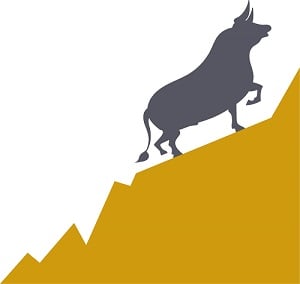 A graphic showing a bull market.