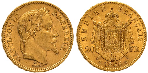 The Napoleon coin that became the basis of the Latin Monetary Union's standards.