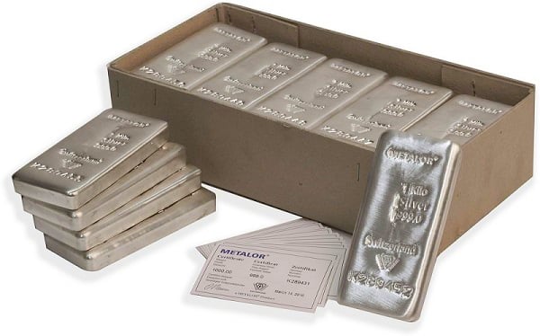 Pure silver bars.