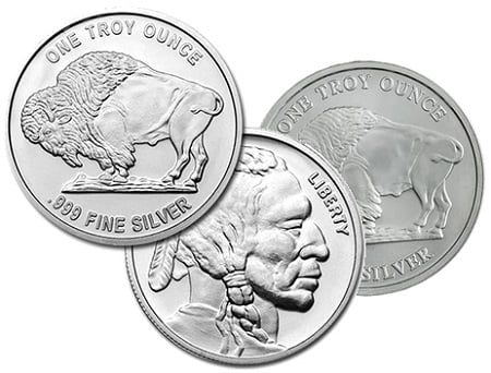 American commemorative silver rounds.